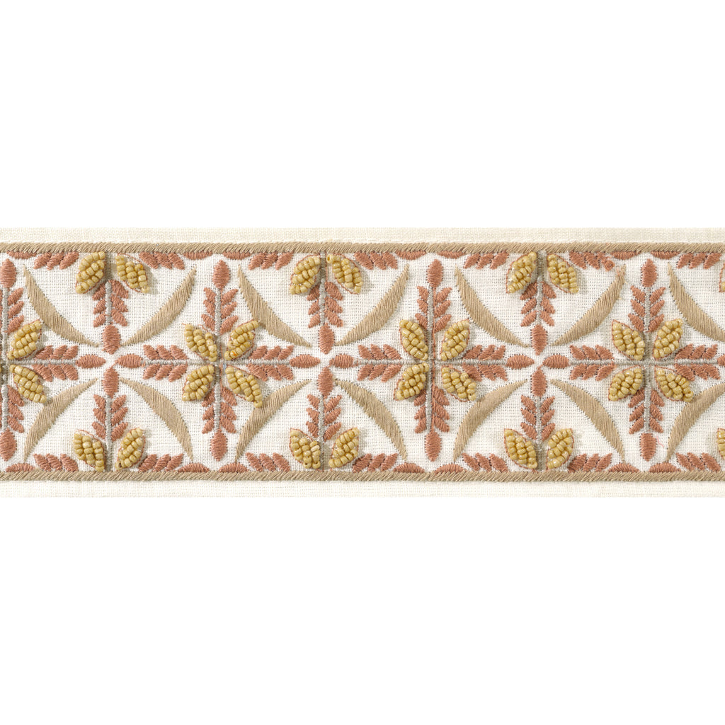Leila Tape Tapes & Trims – Soft Gold and Ginger Fabric | Thibaut