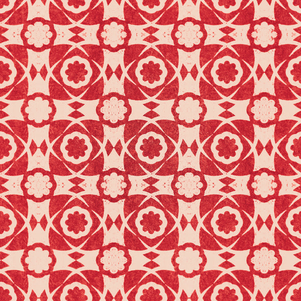 Aegean Tiles - Red Wallcovering | Mind the Gap