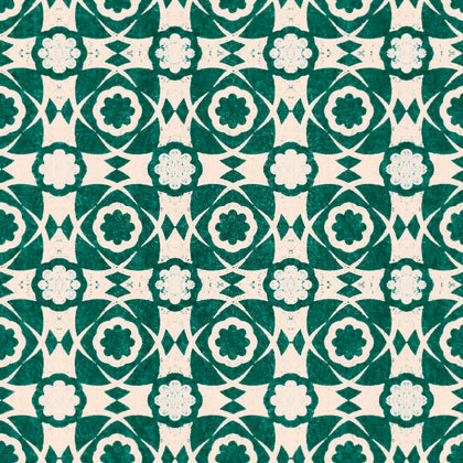 Aegean Tiles Ultramarine - Green Wallcovering | Mind the Gap