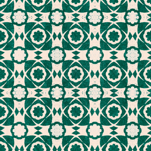 Aegean Tiles Ultramarine - Green Wallcovering | Mind the Gap