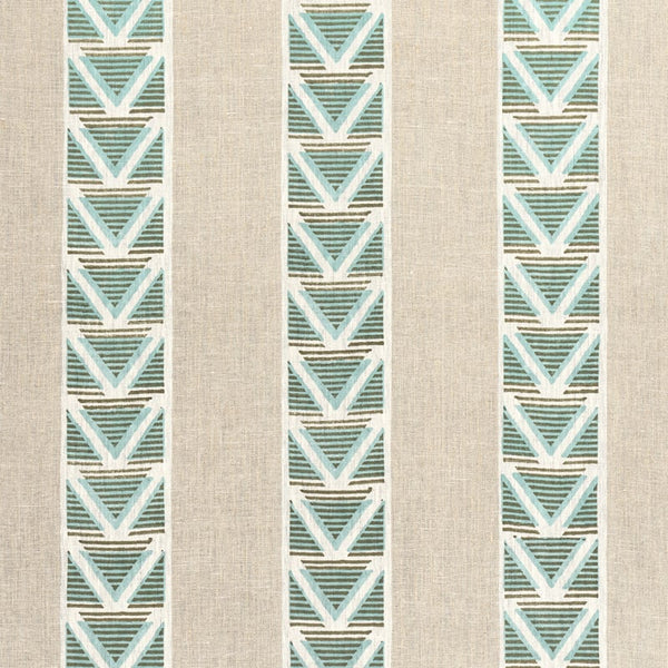 Burton Stripe - Linen and Turquoise Fabric | Anna French