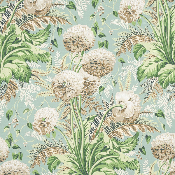 Dahlia Fabric – Neutral on Robin's Egg Neutral on Robin's Egg | Anna French