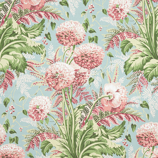 Dahlia Fabric – Coral on Robin's Egg Coral on Robin's Egg | Anna French