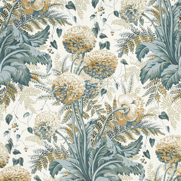 Dahlia Fabric – Soft Gold on Cream | Anna French