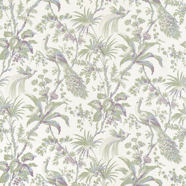 Peacock Toile - Green and Plum Fabric | Anna French
