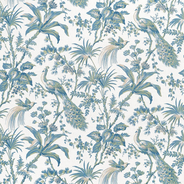 Peacock Toile - Blue and Green Fabric | Anna French