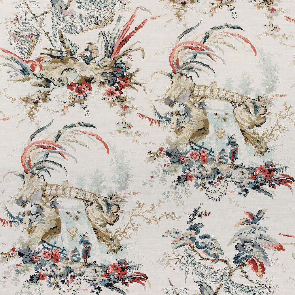 Moorea - Cream on Coral Wallcovering | Thibaut