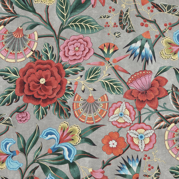 Cleo - Coral on Charcoal Fabric | Anna French