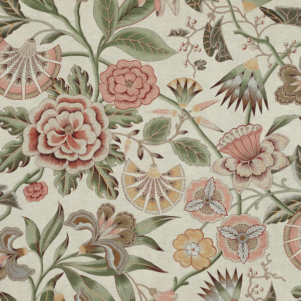 Cleo - Red and Gold on Flax Fabric | Anna French