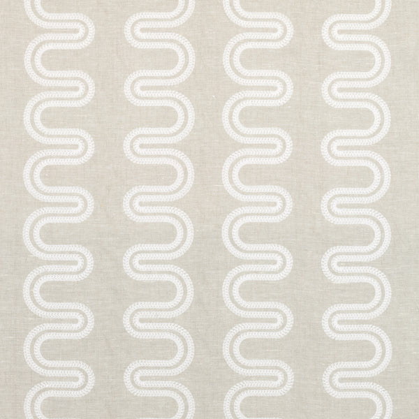 Herriot Way Embroidery Fabrics - White on Flax | Thibaut