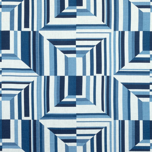 Cubism Fabric – Navy on White | Anna French