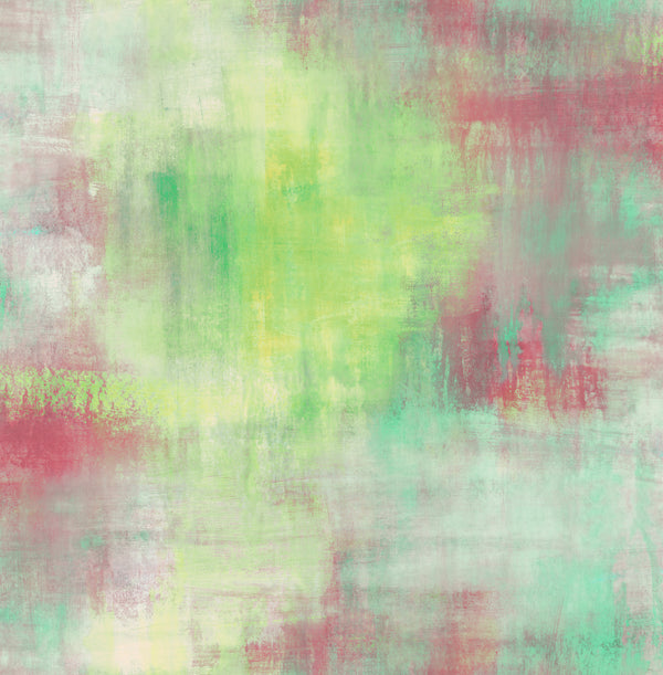 Pastel Wash Contemporary Abstract - Green Apple, Lavender, & Blush | Architectural Wallcoverings
