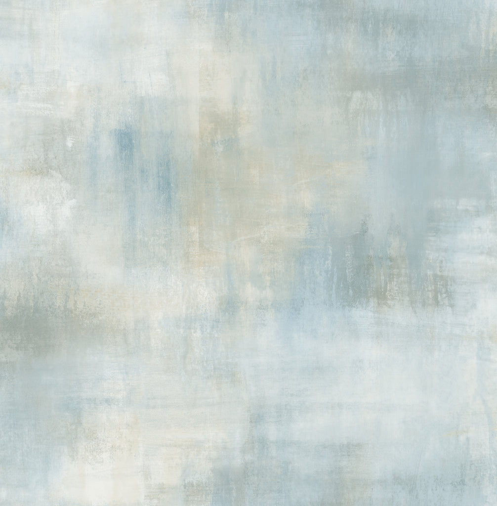 Malibu Pastel Wash Wallpaper - Contemporary Abstract - Metallic Ice Blue & Gray | Malibu Wallpaper
