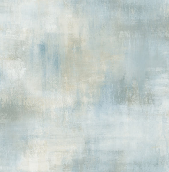 Malibu Pastel Wash Wallpaper - Contemporary Abstract - Metallic Ice Blue & Gray | Malibu Wallpaper