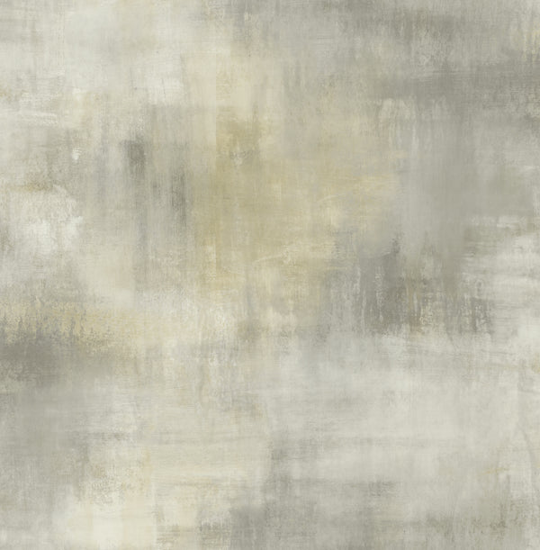 Pastel Wash Contemporary Abstract - Greige & Gold | Architectural Wallcoverings