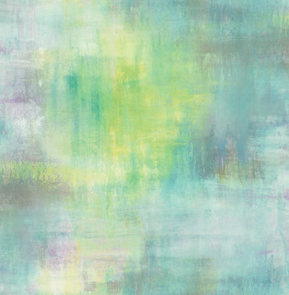Malibu Pastel Wash Wallpaper - Contemporary Abstract - Lime Green, Teal, & Purple Haze | Malibu Wallpaper