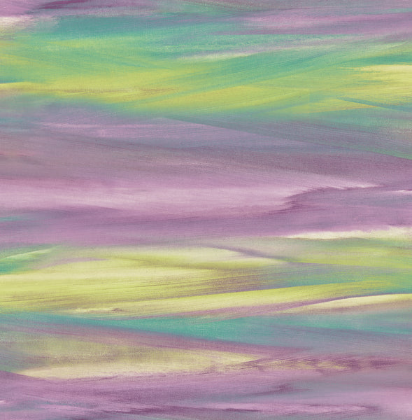 Malibu Rainbrow Brush Wallpaper - Contemporary Abstract - Lime Green, Purple, & Teal | Malibu Wallpaper