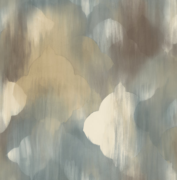 Rainbow Clover Contemporary Abstract - Metallic Gold, Greige, & Brown | Architectural Wallcoverings