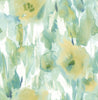 Malibu Watercolor Floral Wallpaper - Contemporary Floral - Lime Green, Teal, & Off-White | Malibu Wallpaper