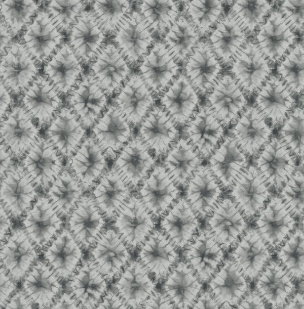 Shibori Geo Contemporary Geometric - Metallic Silver & Charcoal | Architectural Wallcoverings