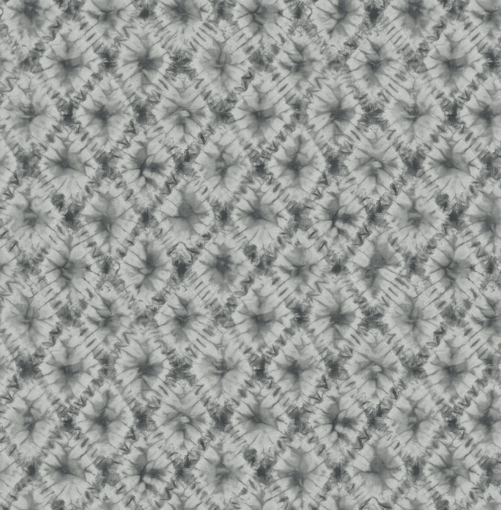Malibu Shibori Geo Wallpaper - Contemporary Geometric - Metallic Silver & Charcoal | Malibu Wallpaper
