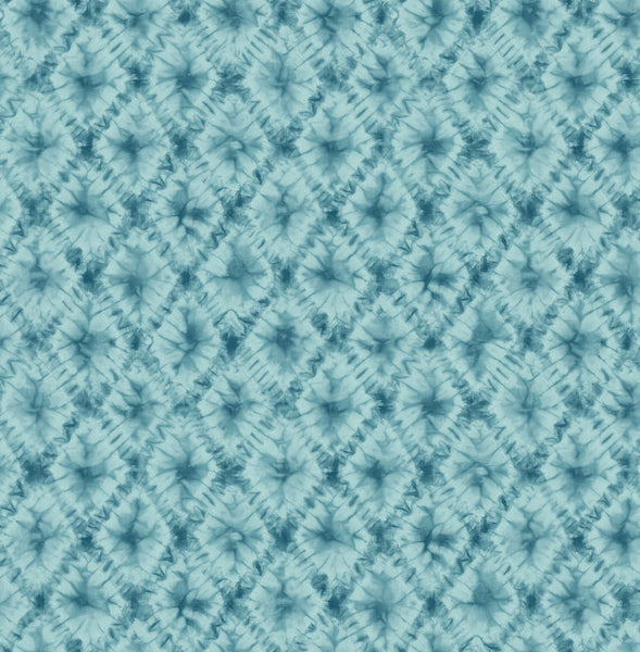 Malibu Shibori Geo Wallpaper - Contemporary Geometric - Metallic Teal | Malibu Wallpaper