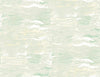 Malibu Bleached Wave Wallpaper - Contemporary Abstract - Metallic Pearl & Aloe Green | Malibu Wallpaper