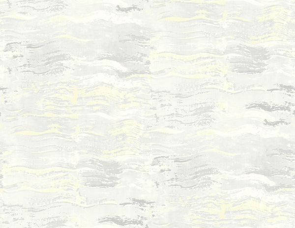 Malibu Bleached Wave Wallpaper - Contemporary Abstract - Metallic Champagne & Gray | Malibu Wallpaper