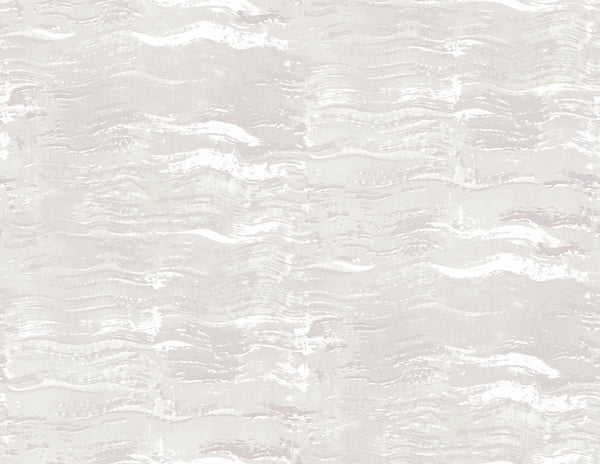 Bleached Wave Contemporary Abstract - Metallic Pearl & Gray | Architectural Wallcoverings