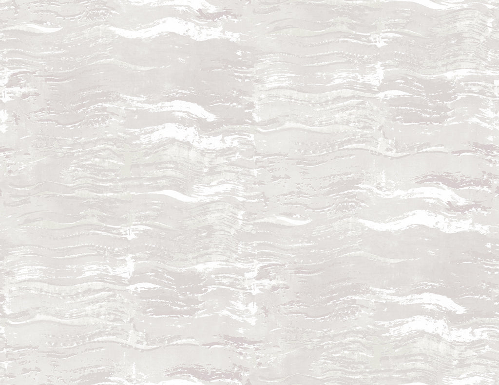 Malibu Bleached Wave Wallpaper - Contemporary Abstract - Metallic Pearl & Gray | Malibu Wallpaper