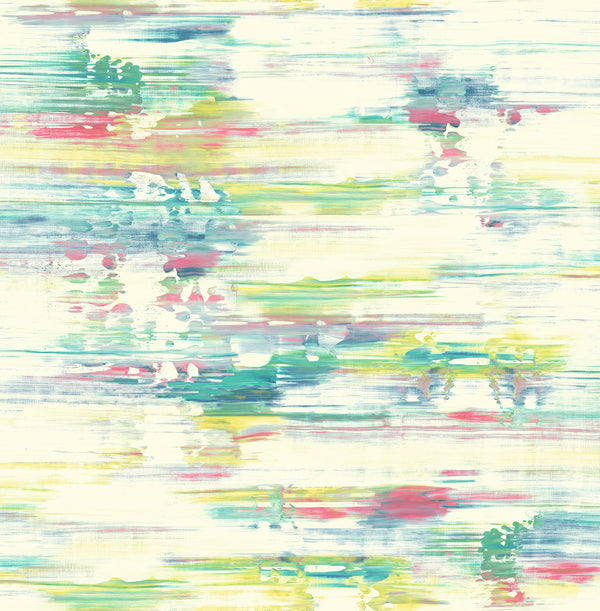 Spatula Stripes Contemporary Stripe - Lime Green, Teal, & Hot Pink | Architectural Wallcoverings