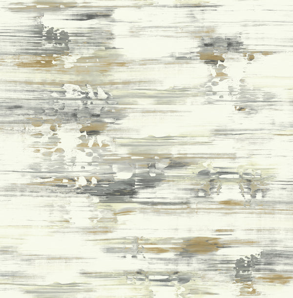 Spatula Stripes Contemporary Stripe - Gold, Gray, & Off-White | Architectural Wallcoverings
