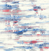 Malibu Spatula Stripes Wallpaper - Contemporary Stripe - Royal Blue, Ruby, & Off-White | Malibu Wallpaper