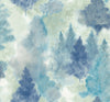 Malibu Soft Landscape Wallpaper - Contemporary Abstract - Metallic Sky Blue, Cerulean, & Aloe Green | Malibu Wallpaper