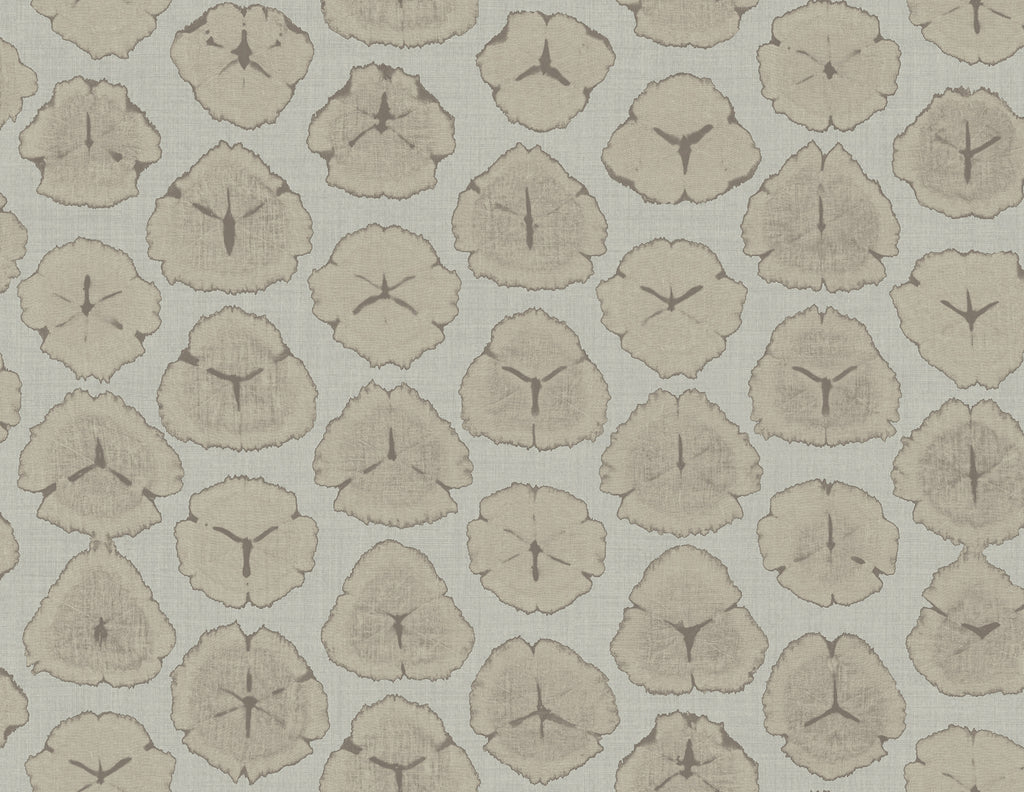 Malibu Shibori Blossoms Wallpaper - Contemporary Floral - Metallic Champagne & Gray | Malibu Wallpaper