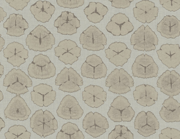 Malibu Shibori Blossoms Wallpaper - Contemporary Floral - Metallic Champagne & Gray | Malibu Wallpaper
