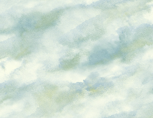 Cloudy Diagonal Faux Contemporary Abstract - Metallic Pearl, Mint Green, & Powder Blue | Architectural Wallcoverings
