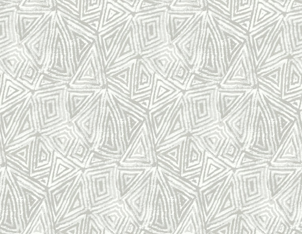 African Geo Contemporary Floral - Metallic Silver & Off-White | Architectural Wallcoverings