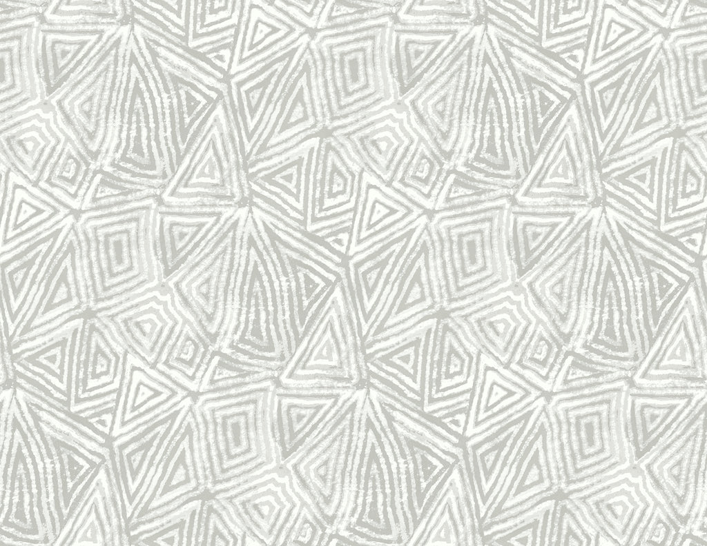 Malibu African Geo Wallpaper - Contemporary Floral - Metallic Silver & Off-White | Malibu Wallpaper