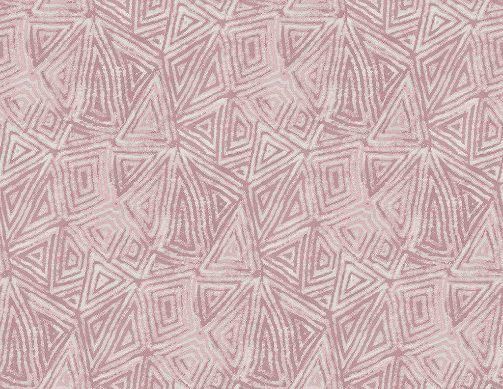 Malibu African Geo Wallpaper - Contemporary Floral - Metallic Mauve & Pearl | Malibu Wallpaper