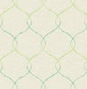 Malibu Shibori Lattice Wallpaper - Contemporary Floral - Lime Green, Teal, and Metallic Pearl | Malibu Wallpaper