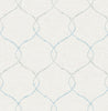 Malibu Shibori Lattice Wallpaper - Contemporary Floral - Sky Blue, Gray, & Metallic Pearl | Malibu Wallpaper
