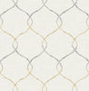 Malibu Shibori Lattice Wallpaper - Contemporary Floral - Antique Gold, Gray, & Metallic Pearl | Malibu Wallpaper