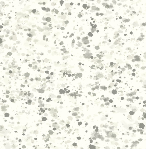 Malibu Splatter Wallpaper - Contemporary Abstract - Metallic Pearl, Gray, & Charcoal | Malibu Wallpaper