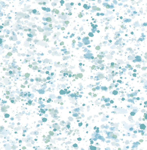 Splatter Contemporary Abstract - Metallic Ice Blue, Turquoise, & Mint Green | Architectural Wallcoverings