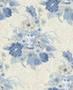 Malibu Dynasty Floral Wallpaper - Traditional Floral - Metallic Linen and Blue | Malibu Wallpaper