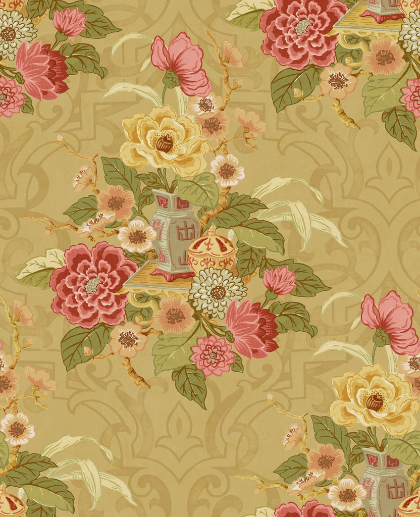 Malibu Dynasty Floral Wallpaper - Traditional Floral - Metallic Gold | Malibu Wallpaper
