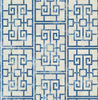 Malibu Dynasty Lattice Wallpaper - Traditional Geometric - Metallic Pearl and Azure Blue | Malibu Wallpaper