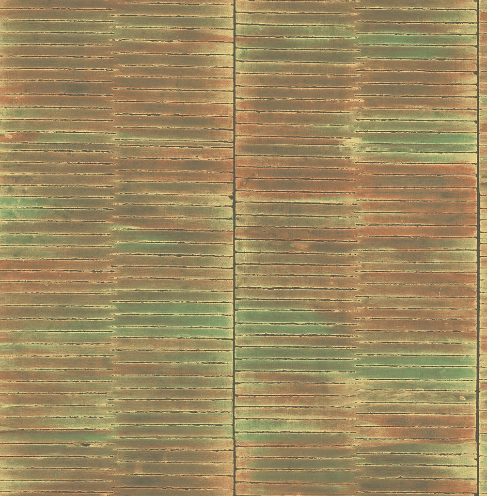Malibu Dynasty Bamboo Wallpaper - Traditional Stripe - Spice and Metallic Gold | Malibu Wallpaper