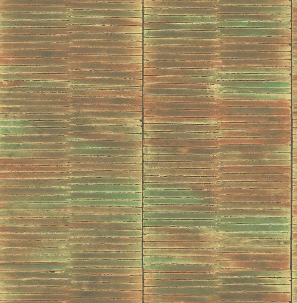 Malibu Dynasty Bamboo Wallpaper - Traditional Stripe - Spice and Metallic Gold | Malibu Wallpaper